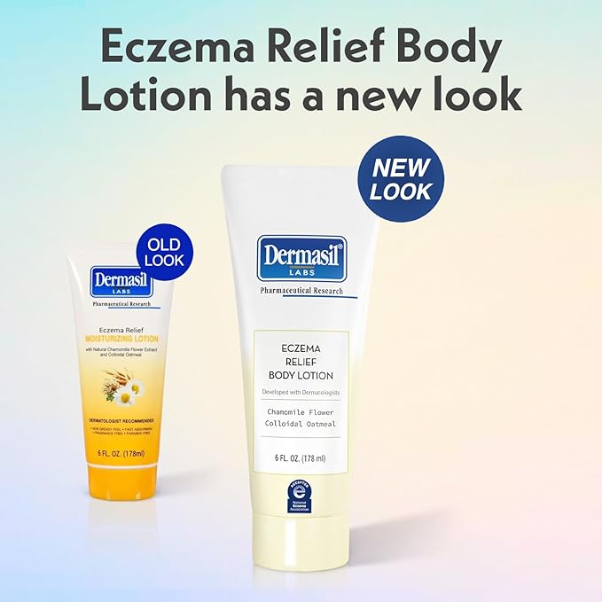 Dermasil Eczema Relief Body Lotion, 2-Pack – Non-Greasy, Fast-Absorbing, Fragrance-Free Formula with Colloidal Oatmeal and Chamomile, Cruelty-Free, 6 Oz Ea