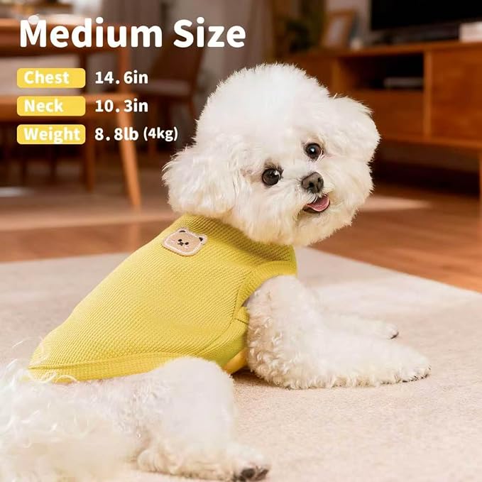 Dog Clothes for Small Dogs, Pet T-Shirt for Boys and Girls | Waffle Knit Dog Tank Top,Comfortable for Summer&Winter,Perfect for Dachshund(Yellow,Small)
