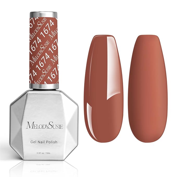 MelodySusie Thick Rust Red Brown Gel Nail Polish,0.5fl oz Nails Soak Off UV LED Brown Gel Polish Christmas Gift for Women Nail Art Manicure Salon DIY Nail Design Decoration at Home-1674