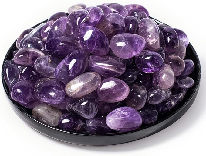 Deep Amethyst Healing Crystal Stone Set - 24 Pieces, 0.6" Natural & Polished Stones for Healing, Meditation, Reiki, Chakra, Crafting & Decoration