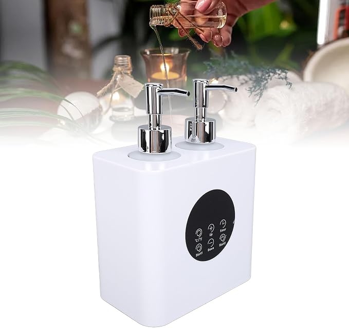 Massage Oil Heater with 4pcs 250ml Bottles, Temperature Range 30-65°C, Boosts Massage Oil Flowing, Dual Holes Adjustable Temperature Oil Warmers (US Plug)