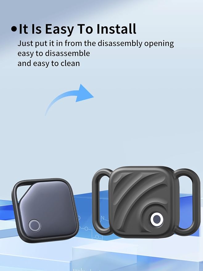 Silicone Case for UGREEN Tracker Tag,Pet Collar Case,Black+Luminous | 2 Pack Soft silicone cover protects tracker tags from scratches and drops while providing a secure fit for pet collars.