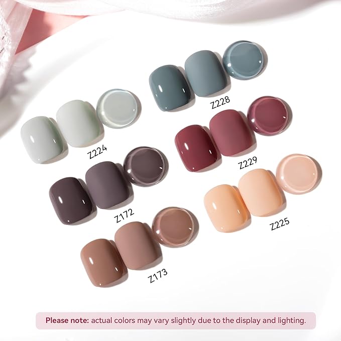 Nude Grays Nail Polish Set, Non Gel, 6 Colors Nude Pink Brown Red Dusty Rose Nail Polishes Neutral Color for All Seasons, Fast Air Dry Nail Art DIY at Home Manicure Gift for Women Girls