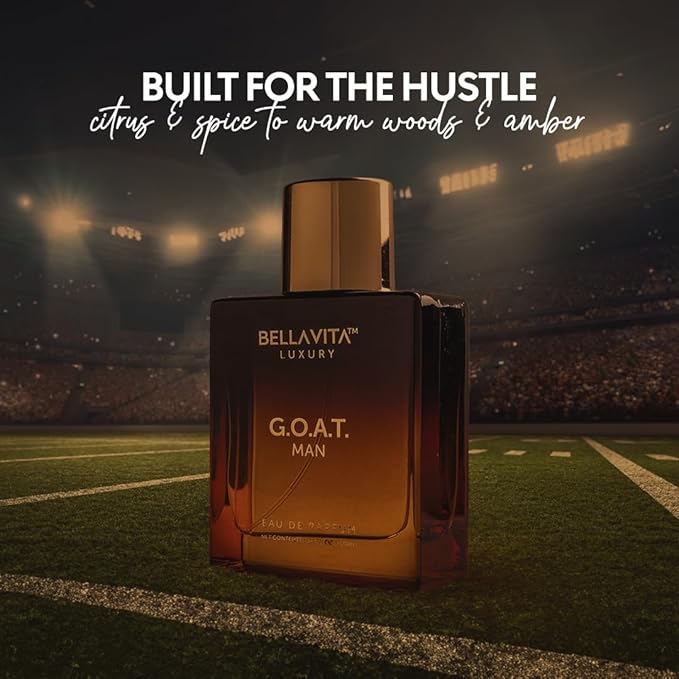 Bellavita Luxury G.O.A.T. Eau de Parfum | 100 ml (3.4 fl.oz.) | Perfume for Men | Citrus, Bergamot, Patchouli, and Vetiver Notes | Long Lasting Men's Fragrance
