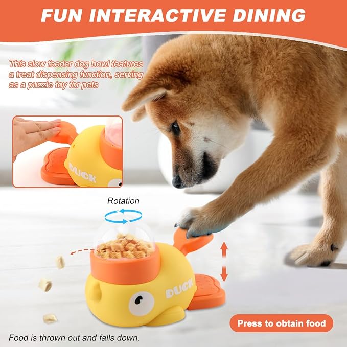 Duck Treat Dispenser – Interactive Slow Feeder Puzzle Bowl for Dogs/Cats