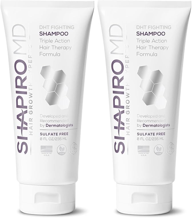 Shapiro MD Hair Growth Experts Vegan Hair Loss Shampoo for Thinning Hair | Experience Healthier, Fuller and Thicker Looking Hair (1 Month Supply) (Pack of 2)