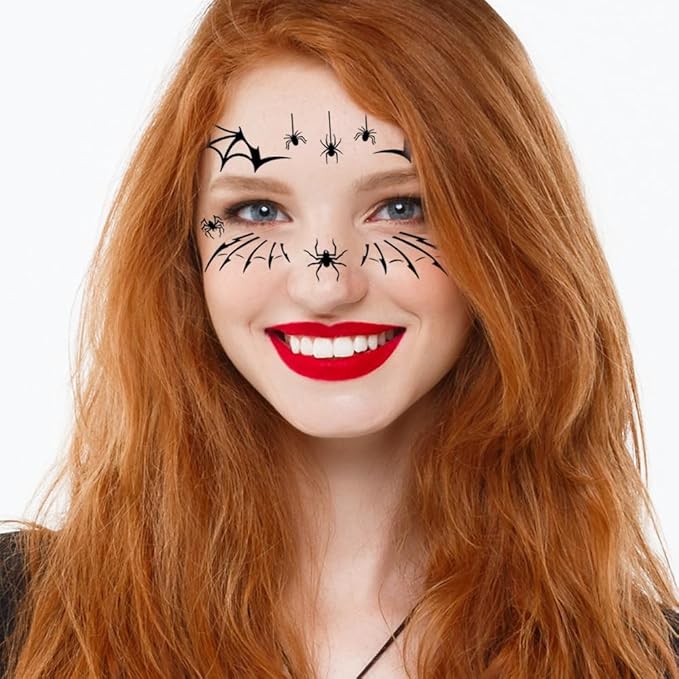 10 Sheets Halloween Temporary Tattoos Spider Eye Fake Tattoos Spider Web Styles Mixed Halloween Tattoo Realistic Black Stickers Waterproof Cobweb Tattoos for Kids Boys Girls Body Art Makeup