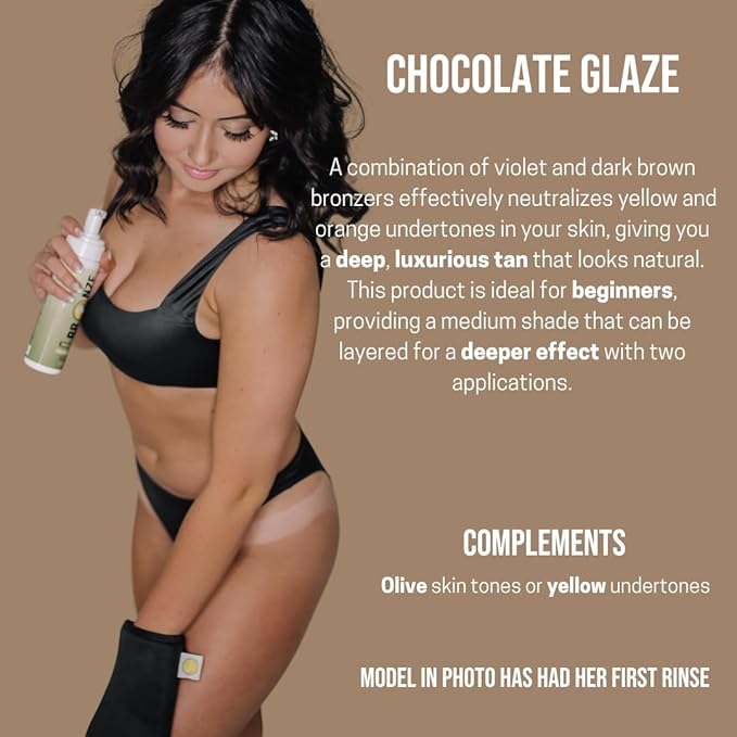 Chocolate Glaze Self-Tanning Mousse – Rich Medium Brown, Streak-Free & Fast-Dry Formula | Vegan & Cruelty-Free | Natural Undertones | Face & Body Mousse for Glow & Even Tan | 6.7 fl oz