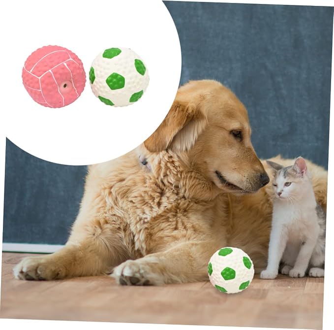 2Pcs Dog Latex Balls Squeaky Teething Toys for Dogs Elastic and Durable Fetch Balls Dog Toys for Interactive Play and Chewing