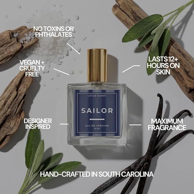 Sailor – Inspired by J.Malone Sage & Sea Salt – Long Lasting Eau de Parfum – Unisex Scent with Notes of Sea Salt, Ambrette & Wood Sage – Clean, Vegan & Plant-Based Perfume