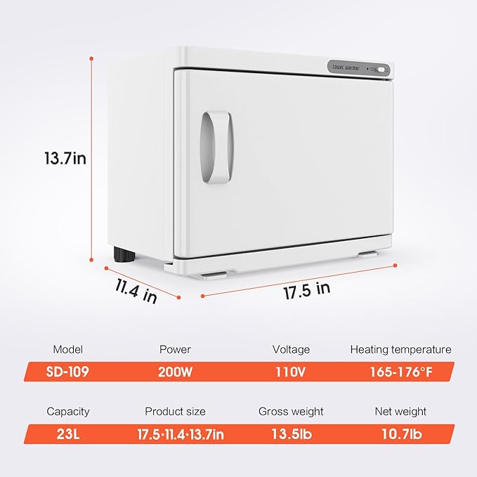 Towel Warmer Cabinet, 23L Large Hot Bath Towel Warmer Heating Use for Facial Spa, Hair Beauty, Salon Equipment and Home- White
