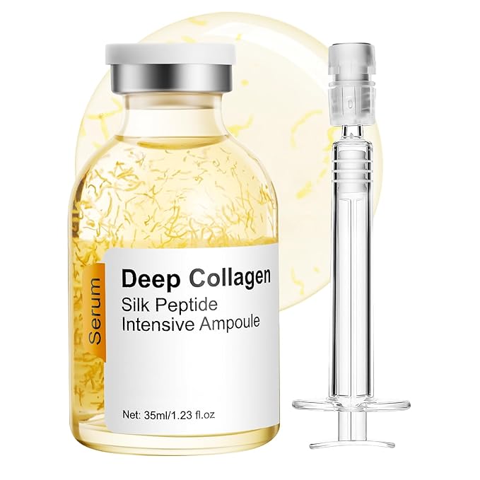 Silk peptide serum for face Deep Collagen Silk Peptide Intensive Lifting Serum ampoule，korean skin care Anti Aging Serum for Face Tightening, Smoothing, Hydrating,1.69 fl oz