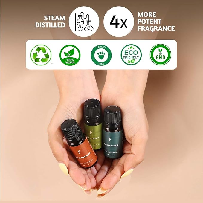 Folkulture Autumn Essential Oils For Diffusers for Home |Fall Essential Oil Set of 6 for Aromatherapy, Relaxation | Pumpkin Spice,Fall Leaves,Vanilla Fragrance Oils for Candle, Soap Making Fall Scents