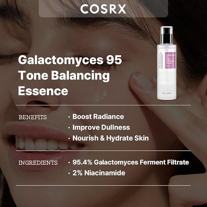 COSRX Morning Skin Care Routine- Daily Essential Galactomyces Balancing Essence & Niacinamide 15% Serum to Improve Rough Skin and Minimize Pores, Korean Skin Care