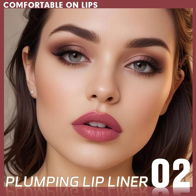 SUAKE Plump Matt Lipstick Lipliner Pencil Pack,Waterproof Crayon with Silicone Smudger for Define Contours & Sculpting Lip, Longwear Moisture Smooth Creamy Formula for Lip Makeup-02 Wine