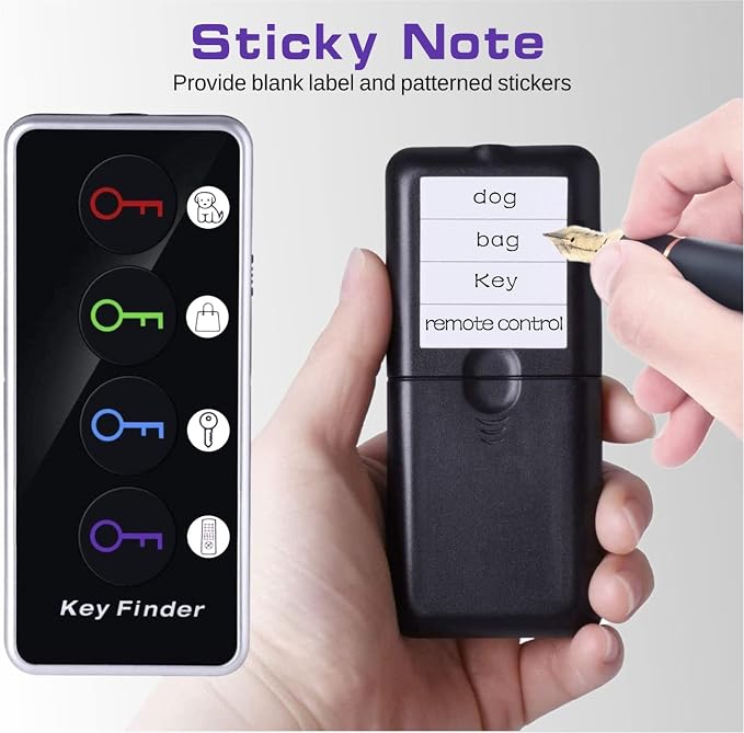 Reyke Key Finder with Sound, 131ft RF Remote Finder, 4 Receivers | 80dB+ RF Remote Control Finder With 1 Transmitter and 4 Receivers for Keys, Wallets, Phones, Glasses and Pet Collars