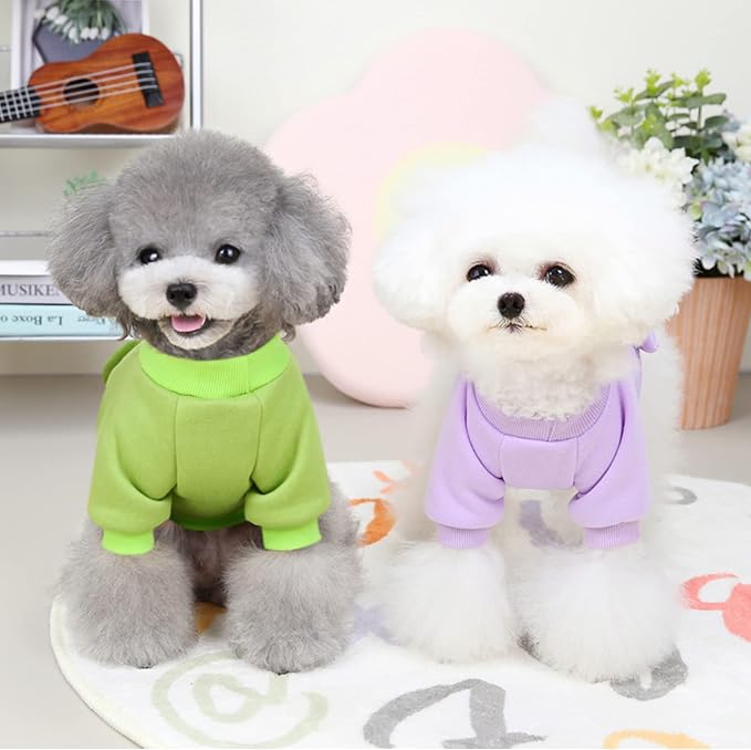 Purple Cute Dog Sweater Soft Winter Clothes for Small Dogs, L | Classic Purple Knit Pullover, Fall Winter Outfit, Elastic Cuffs, Holiday Party Matching, Machine Washable Sweatshirt for Pets
