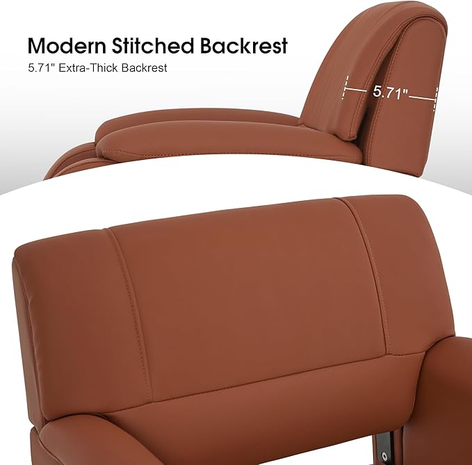BarberPub Modern Salon Chair with Adjustable Height for Hairstylist, PVC Leather & 330lb Capacity for Home or Barbershop 8459 (Brown)