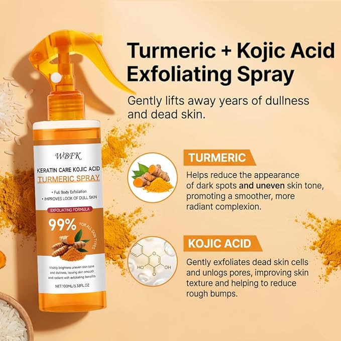 Turmeric Body Exfoliating Spray – 2 Pack Gentle Body Peel Mist to Help Remove Dead Skin and Improve Rough Texture, Suitable for All Skin Types (200ml)