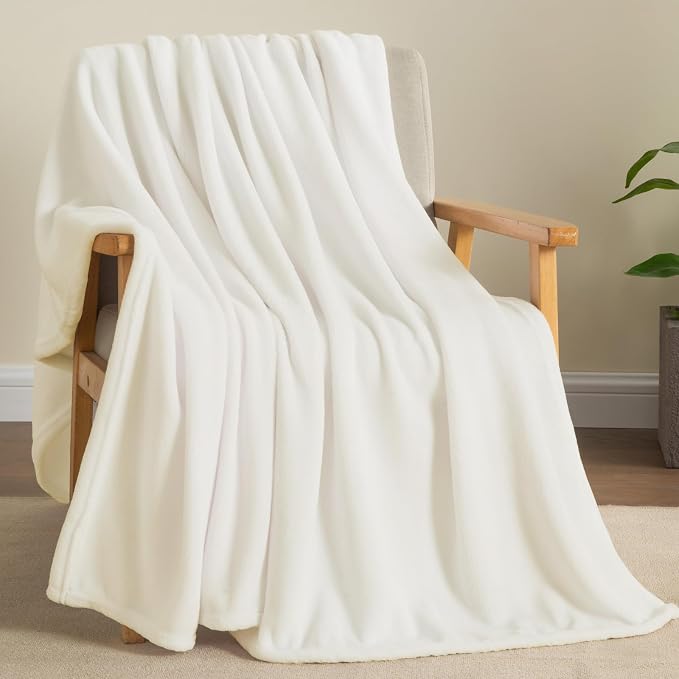 BEDELITE Fleece Blanket Soft Plush Throw for Couch Cream 50"x70" | Ultra Soft Fleece, Plush Microfiber, Lightweight Warmth, All Season Comfort, Fade Resistant, Machine Washable, Couch Sofa Bed