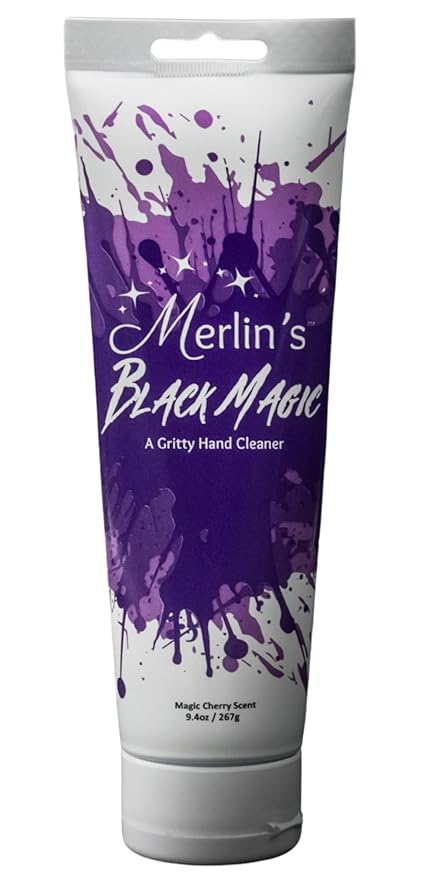 Merlin's Black Magic Gritty Hand Soap - Gritty Hand Cleaner - Soap for Grease, Grime, Oil, Paint Removal - Deep-Cleaning, Moisturizing, Tough on Grease - 9.4oz Tube