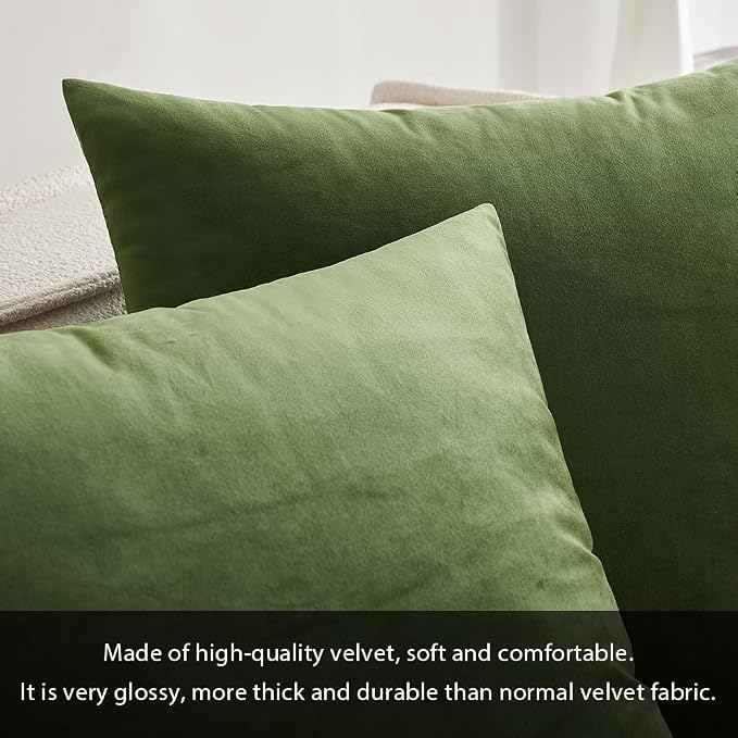 MIULEE 12x20 Inch Lumbar Velvet Throw Pillow Cover Set of 1 Moss Green | Soft Luxury Decorative Throw Pillow Cover, Single Rectangle Cushion Case, Home Decor for Chair Couch Sofa Bedroom Car Bed