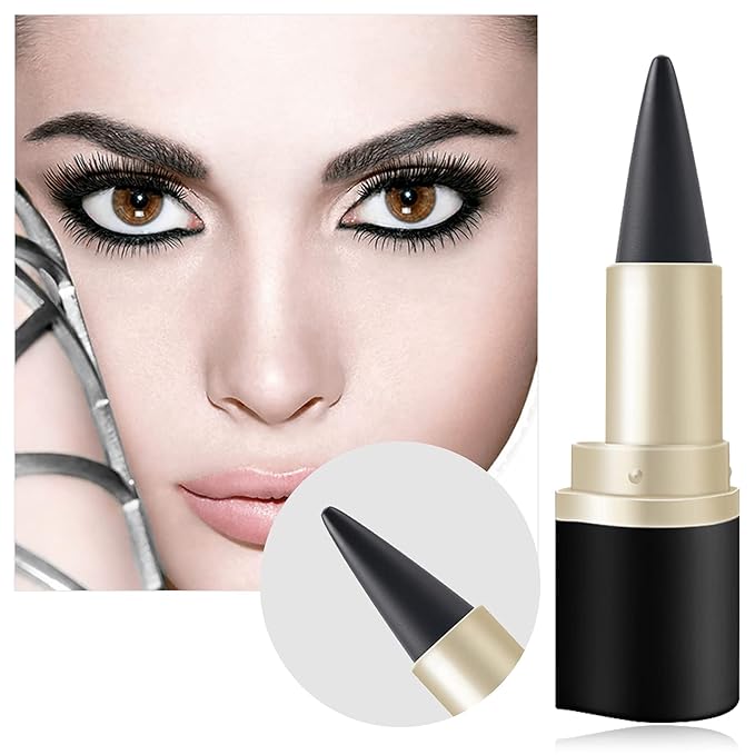 2 Pcs Black Gel Cream Eyeliner Set, Tool Smudge Proof and Waterproof Matte Quick Dry Black Eye-liner Pencil Tattoo Eyeliner Pen Stick Makeup for Women