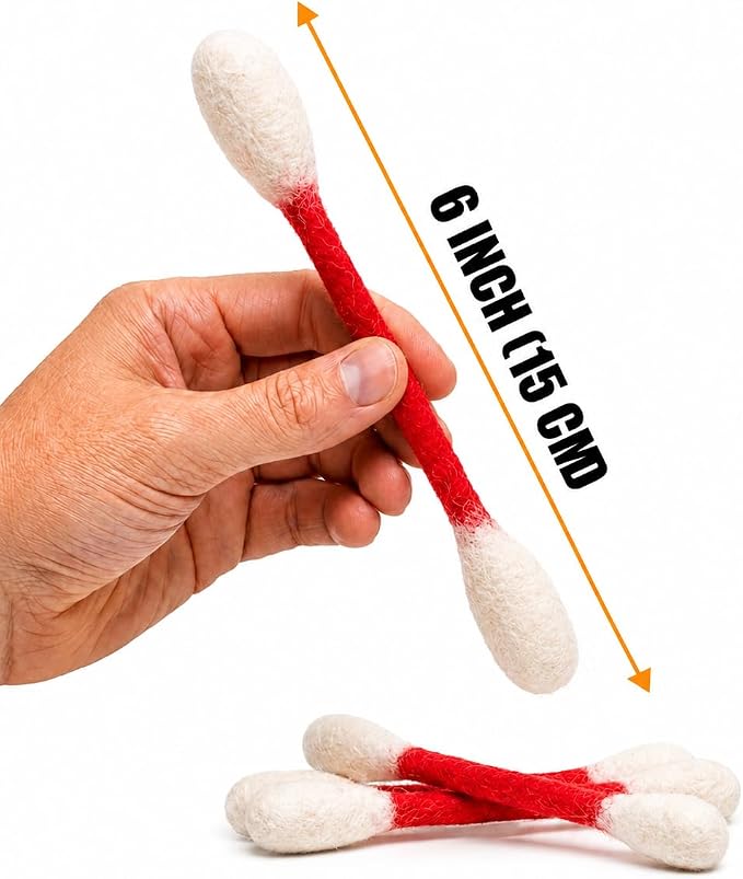 Glaciart One Swabs Cat Toys with Catnip - 6 Pk | Durable for Chew, Cute Cat Toys Interactive Kitty for Boredom, Exercise, & Play | Filled w/Organic Catnip for Anxiety & as Digestive Aid | Gift Idea