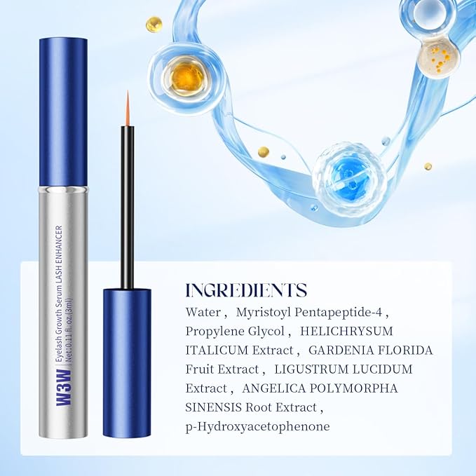Lash Serum for Eyelash Growth- Fuller & Longer Looking Eyelashes, Eyelash Growth Serum Volumizing With Natural Formula Vegan, For Sensitive Eyes ，Vegan & Cruelty-Free-3mL