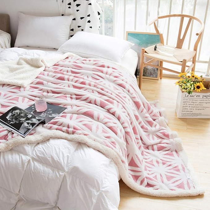 LOMAO Sherpa Fleece Blanket Gifts for Mom Dad Cozy Soft Throw Blanket for Women Men Birthday Gifts Dual Sided Couch Sofa Bed Blanket (Pink, 90''x90'')
