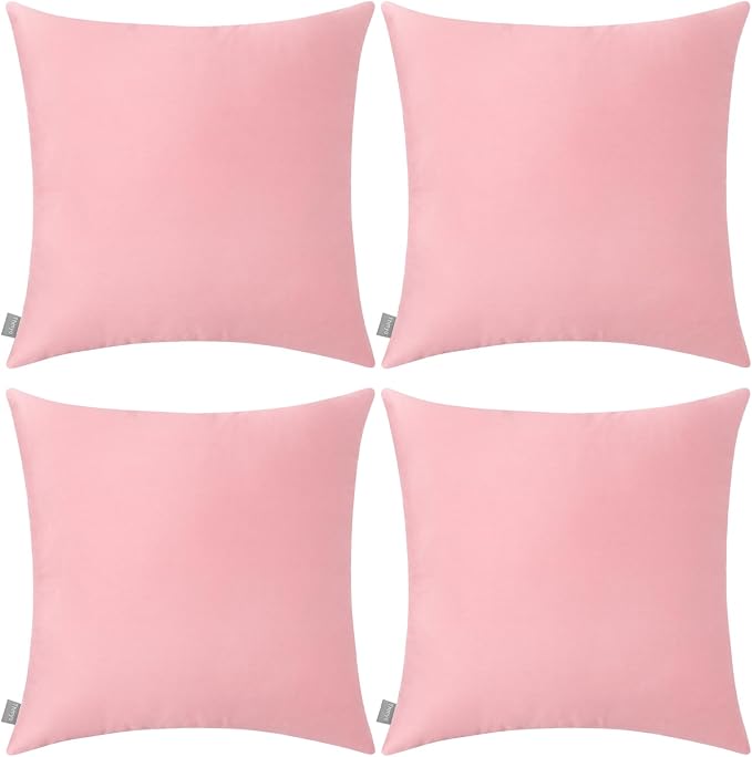 4-Pack 100% Cotton Comfortable Solid Decorative Throw Pillow Case,Thmyo Square Cushion Cover Pillowcase Sublimation Blank Pillow Covers DIY Throw Pillowcase for Sofa(20x20 inch/ 50x50cm,Pink 2)