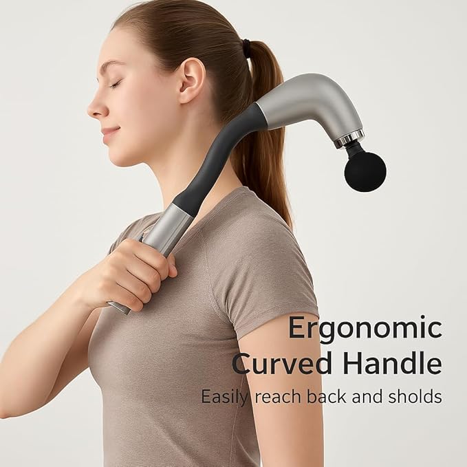 Handheld Cordless & Rechargeable Back Massager - Quiet - Full Body Massage Device for Women, Aches Relief, Sports Recovery and Deep Relaxation - 99Silver