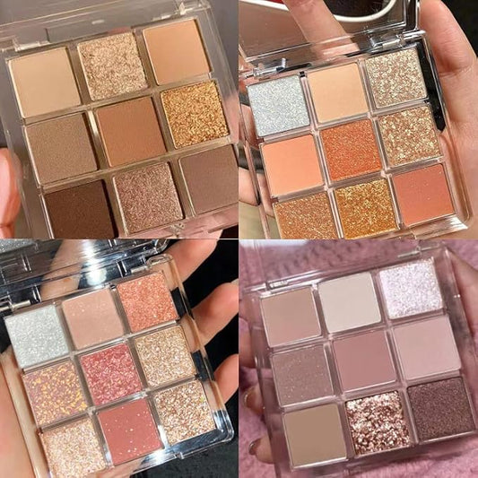 Kayswang 9 colors glitter eyeshadow palette makeup palette matte high pigment color cream texture palette in autumn and winter long lasting and waterproof (4PC), Number Of Items 1, 0.0353 Ounce