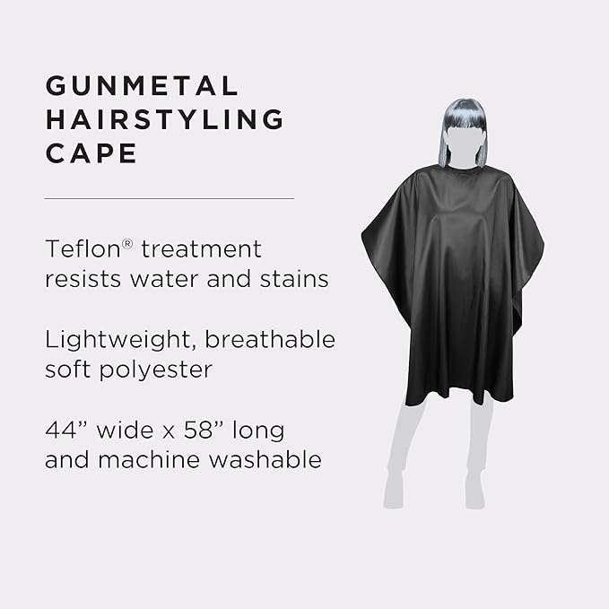 Fromm Professional Client Hair Styling and Hair Cutting Cape, Water and Stain Repellent Coating for Shampoo Bowl and Wet/Dry Cutting, 44" x 58", Gunmetal Grey