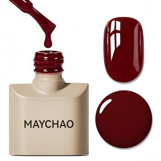 MAYCHAO 15ML Burgundy Red Gel Nail Polish 1Pc Wine Red Gel Polish Soak Off UV LED Nail Polish Nail Art Starter Manicure Salon DIY at Home, 0.5 OZ