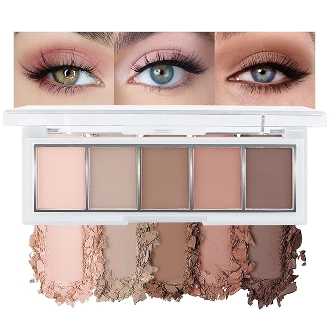 Matte Nude Eyeshadow Palette, Neutral Peach Brown & Taupe Eye Shadow Kit, High Pigment Blendable Long-Lasting All Matte Makeup Palette for Daily Natural Looks, Mature Eyes, Blue Green & Brown Eyes 2