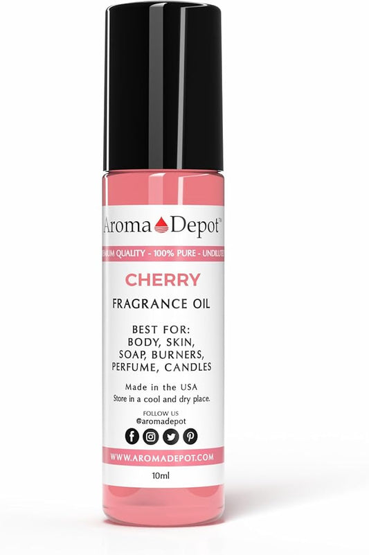 Aroma Depot Cherry Roll On Perfume Oil 10ml – Alcohol Free Fragrance Body Oil – Skin Safe, Phthalate Free, Travel Size 0.33 Fl Oz