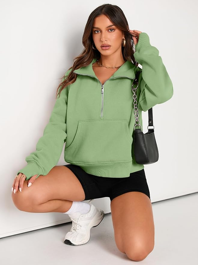 AUTOMET Womens Sweatshirts Half Zip Fleece Pullover Fall Outfits | Fall Fashion Clothes 2026,Cropped Sweatshirts,Cute Y2k Tops,Quarter Zipper Sweater,Winter Loungwear Outfits