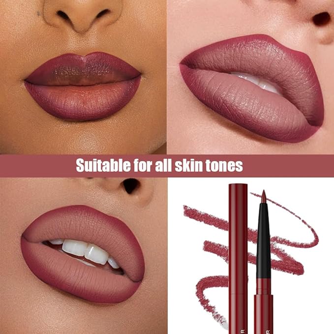 Gel Lip Liner Pencil for Women, Cherry Red Matte Long Lasting Lip Liner Lipstick 24 Hour, High Pigmented Lips Makeup Retractable Liners Waterproof Smudge Proof, Vegan & Cruelty-Free 07