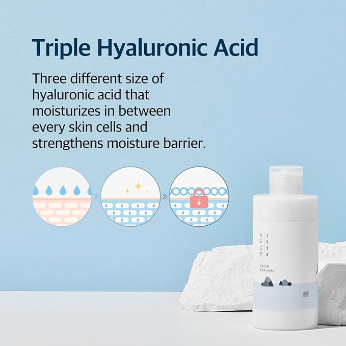 ROUND LAB 1025 Dokdo Lotion | Lock in moisture, Triple Hyaluronic Acid, Emulsion, Long lasting hydration, Calming Lotion for sensitive skin (6.76fl.oz)