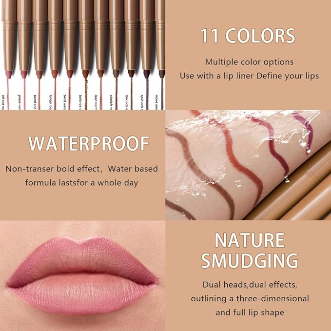 Matte Crayon Lip Liner Pencil, Mocha Lip Liners Lipstick For Women, Plump Creamy Formula With Silicone Smudger for Define Contours & Sculpting Lip, Cruelty-Free, 0.75g/0.026oz