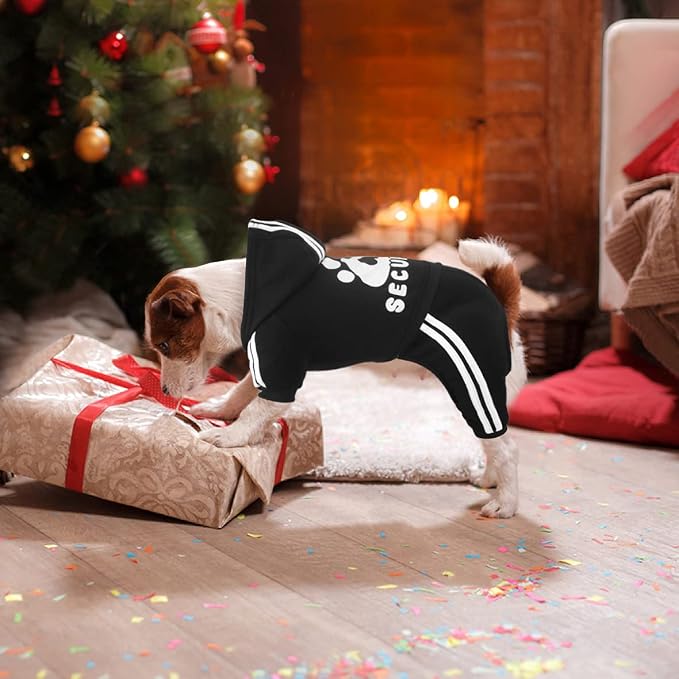 Dog Hoodie Security Clothes 4 Legs Jumpsuit Sweatshirt Hoodies Soft & Warm Dog Outfit Pullover Dog Winter Clothes Sweater for Small Medium Large Dogs Cats (Black, XX-Large)