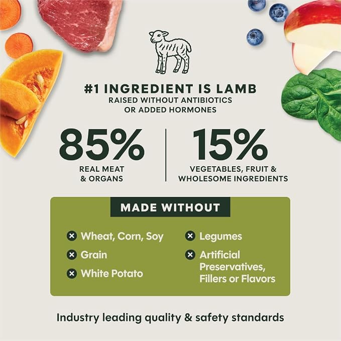 Instinct Freeze Dried Meals, Natural Dog Food, Grass-Fed Lamb, 14 oz. Bag | FreshDried raw, 85% meat & organs, 15% non-GMO vegetables, fruits & other wholesome ingredients, supports overall vitality