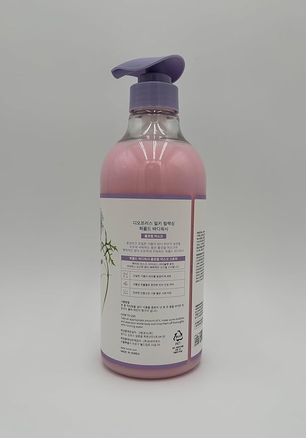Deoproce Milky Relaxing Perfumed Body Wash 25.36 OZ Floral Musk Lightweight Cleansing Body Wash with White Musk Iris Violet Scent for Daily Body Care