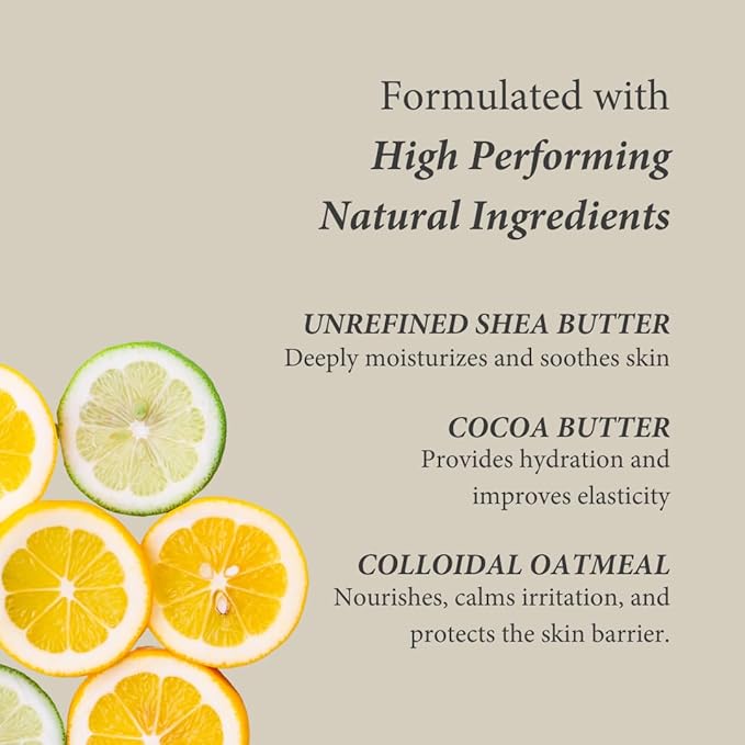 Shea Radiance P.U.R.E. Whipped Shea Butter with Colloidal Oatmeal - Whipped Body Butter Blended with Skin Soothing Oatmeal & Moisturizing Rice Bran Oil | Citrus Blossom (7 oz)