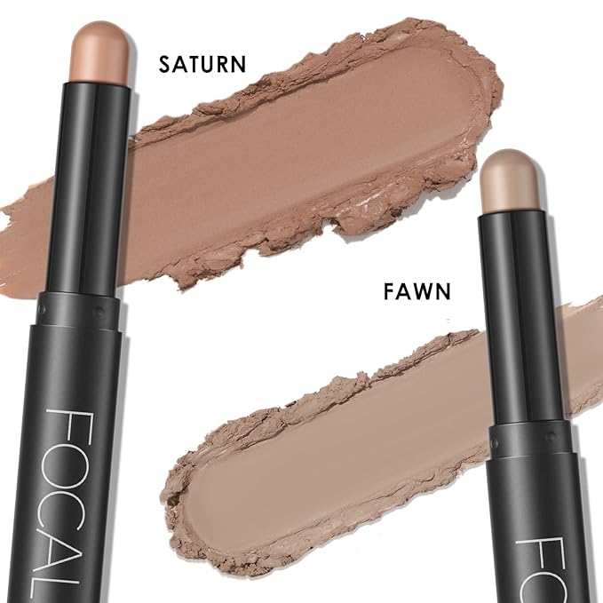 FOCALLURE 2 Pcs Cream Eyeshadow Stick,Brightener Eyeshadow Pencil Crayon,Highlighter Eye Shadow Stick Sets with Crease-proof Formula,Long Lasting Waterproof Eye Shadow Make Up,Smoky Brown