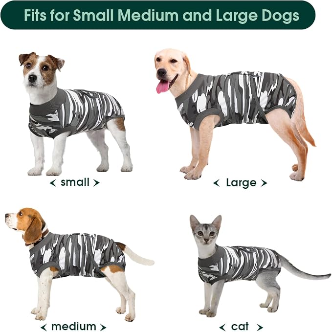 Kuoser Recovery Suit for Dogs Cats, Soft Dog Surgery Suit Female Male Spay | Professional Dog Onesie for Surgery, Substitute E-Collar & Cone, Prevent Licking Dog surgical suit Pet Neuter Suit