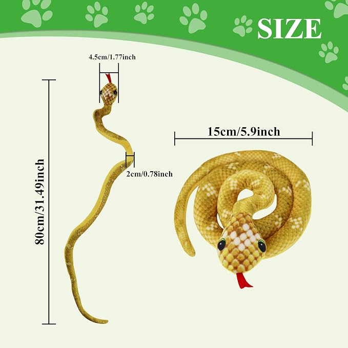 Andiker Cat Catnip Toys for Cats, 31 inches Long Snake Cat Toys with Crinkle Sound for Indoor Cats Interactive Toy, Soft Plush Toy for Kitten Exercising Playing Kitten Chew Toys (Yellow)