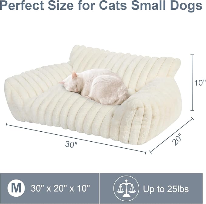 Dog Beds for Small Dogs,Cat Dog Couch Bed for Indoor Cats, Dog Sofa,M,White | Dog Couch Bed with Removable Washable Cover,Cute Fluffy Pet Sofa Cat Couch Bed,Washable Dog Bed Medium Large Size Dog