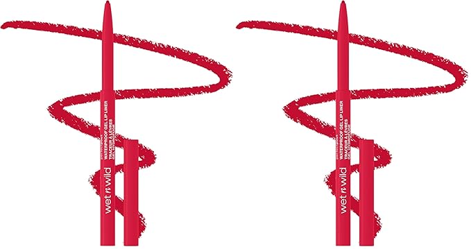 wet n wild Lip Liner, Red The Scene, Matte | Retractable | Gel Formula | Pack of 2 | Perfect Pout